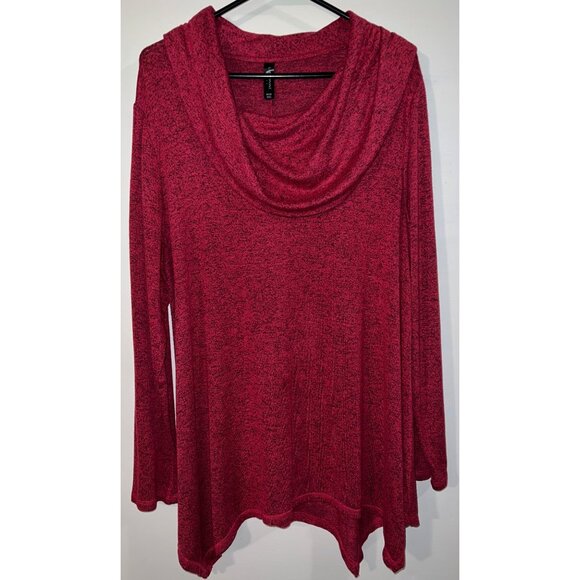 Lane Bryant Red Cowl Neck Long Sleeve Top Size 14/16 Polyester Rayon Spandex - Picture 1 of 4